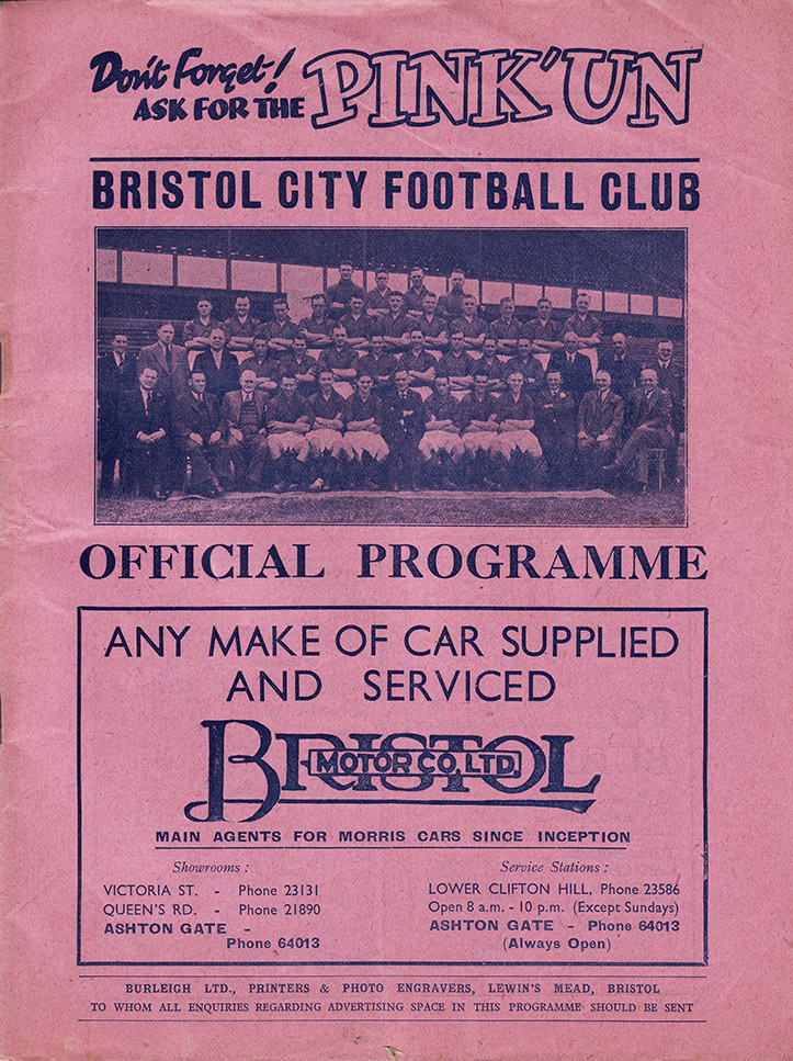 <b>Saturday, January 14, 1939</b><br />vs. Bristol City (Away)